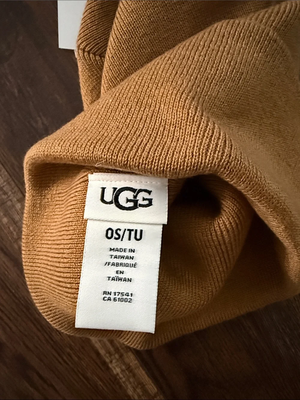 UGG Knit Beanie in Camel Brown with Branded Patch